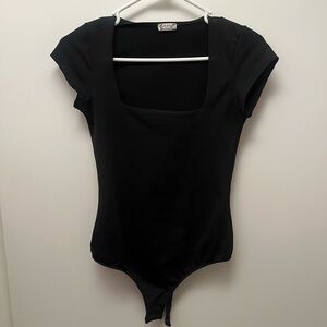 Elegant Black Square Neck Bodysuit